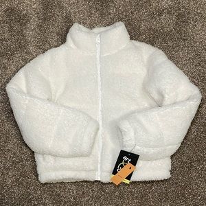 NWT Art Class Girls Fleece Puffer Jacket, XS, White